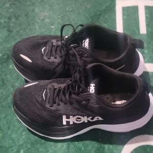 Hoka One One Bondi Womens 7.5B Shoes Black White Running Walking 1127952 BWHT